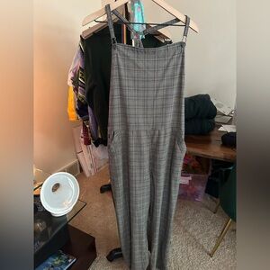 American Eagle Outfitters Black and White Plaid Overalls